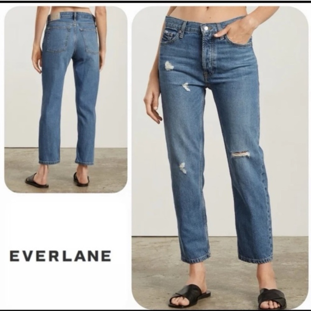 Everlane Classic Blue summer slouch distressed Straight leg Jeans